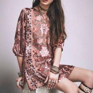 For Love & Lemons Teresa Shift Mini Dress Lotus Floral Print